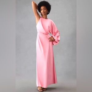 Significant Other Anthropologie One-Sleeve Pink Column Gown Size 12